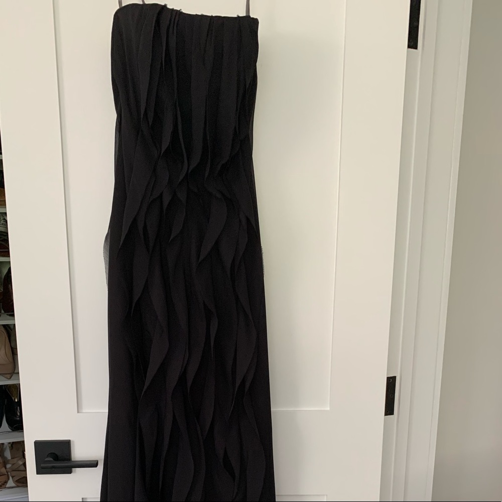 Black strapless floor length dress by Vera Wang